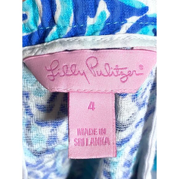 Lilly Pulitzer Adie Chasing Tail Fish Shorts Blue Coastal Tropical Beachy Size 4 - Picture 6 of 8